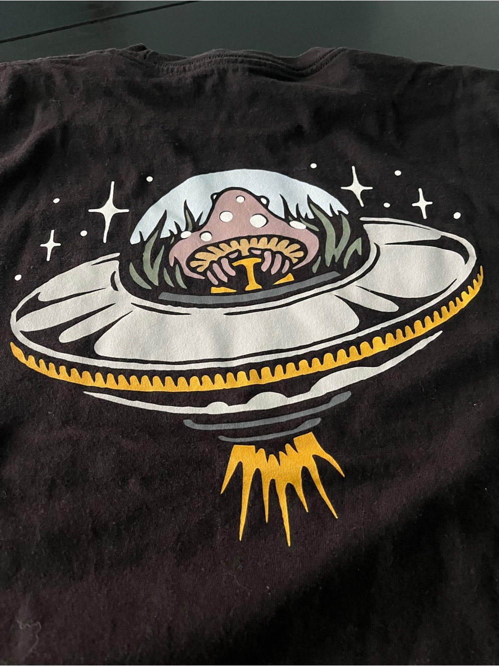 Vans Black Tee with UFO Mushroom Graphic